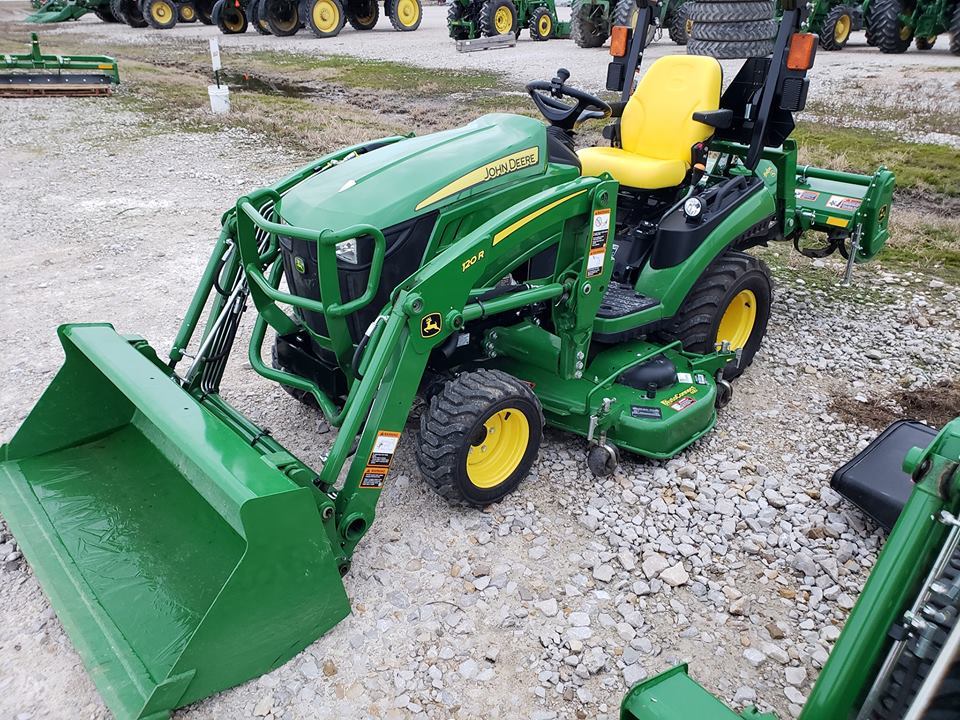 SOLD! 2018 John Deere 1025R Tractor, 120R Loader, Auto Connect Deck, Hitch, Tiller