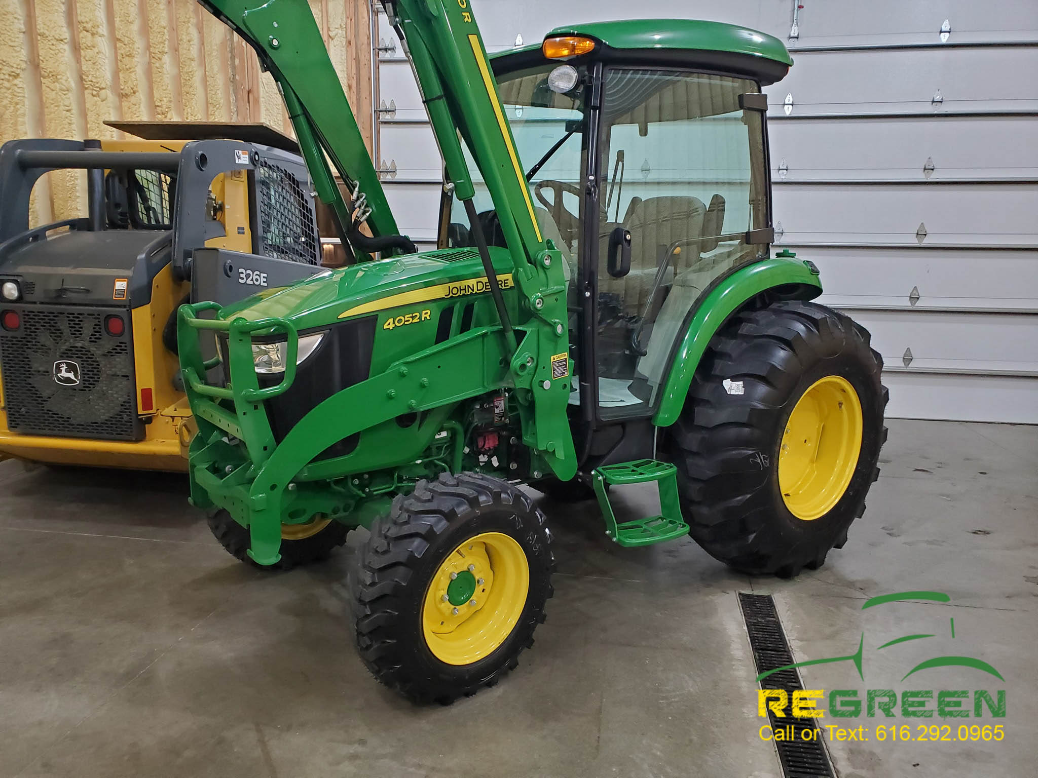 SOLD! LOW HOUR John Deere 4052R Compact Cab Tractor & Self Leveling Loader - Image 3